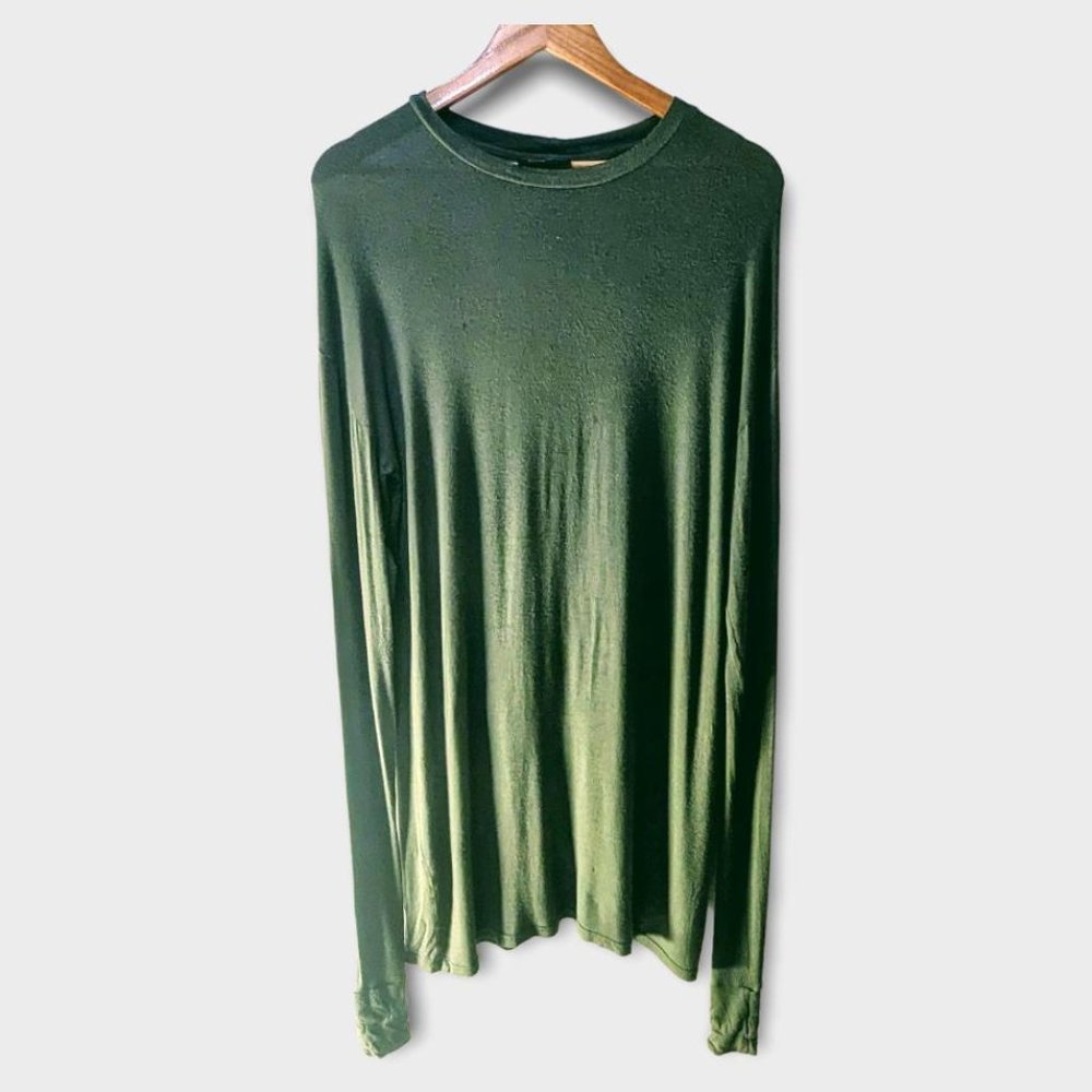 Represent Olive Green Mens Extra Long Shirt with Thumbhole in Size Medium